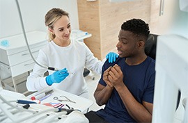 Patient in McAlpine looking anxious at the dentist